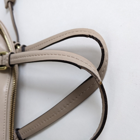 Coach Genuine Leather Cora Dome Satchel Top Handle Zippered Taupe Beige - Picture 13 of 15